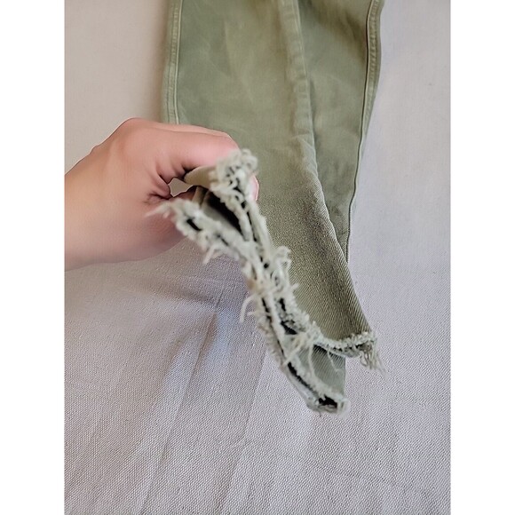 We The Free Jeans Womens Crop 26x26.5 Distressed Green Mid Rise Frayed Stretch - Picture 5 of 16